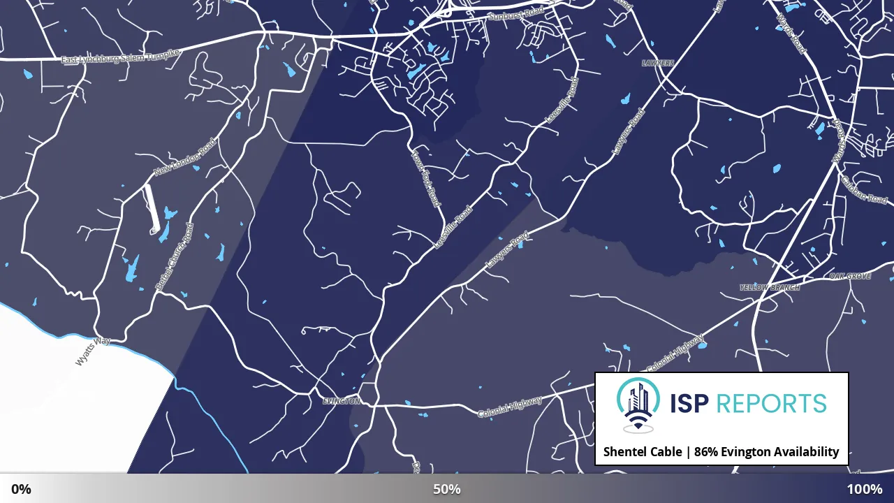 Evington, VA map of internet availability