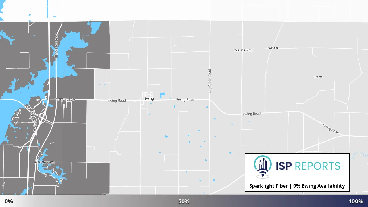 Ewing, IL map of internet availability