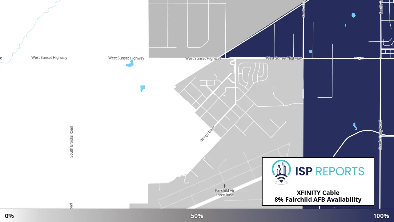 Fairchild AFB, WA map of internet availability