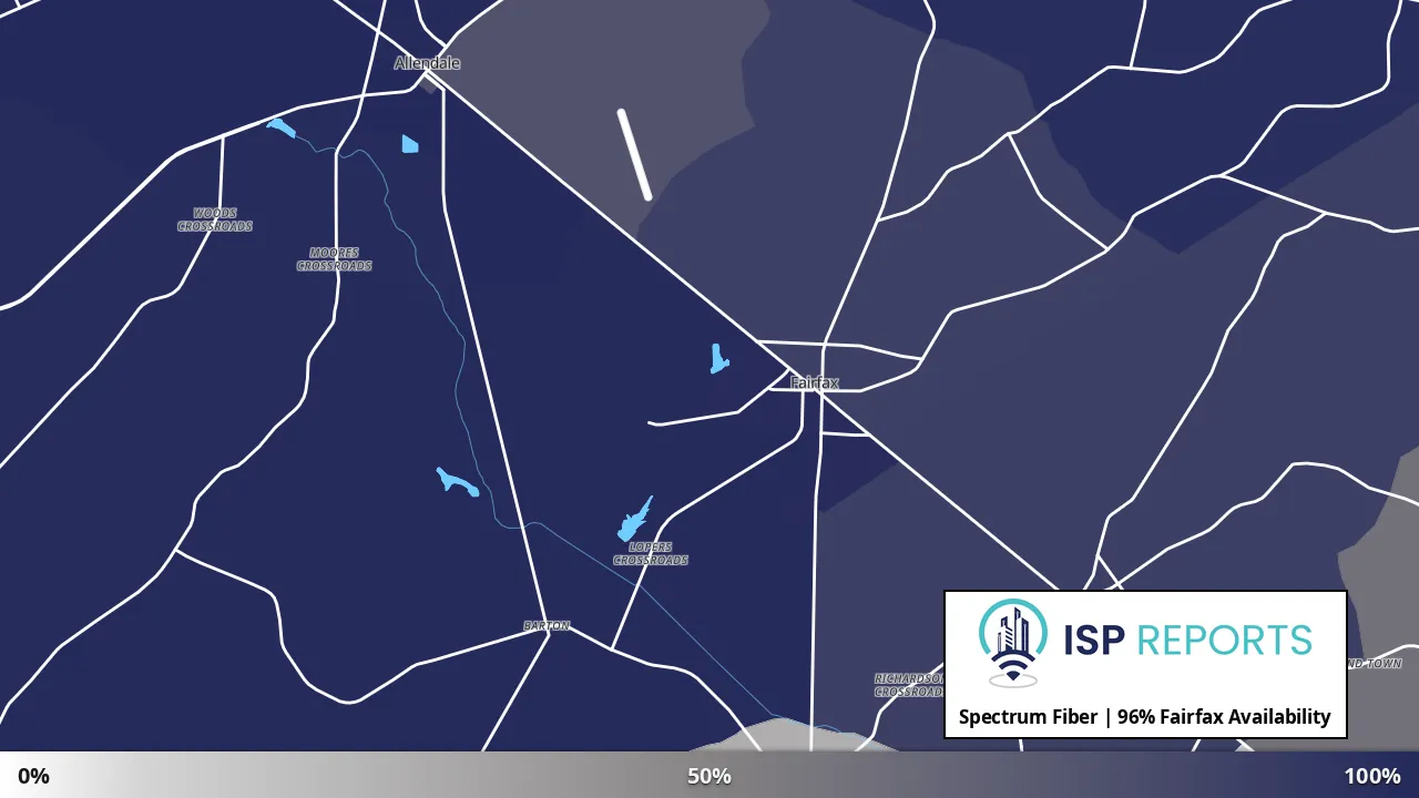 Fairfax, SC map of internet availability