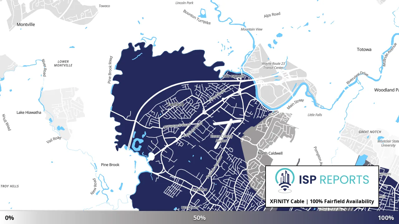 Fairfield, NJ map of internet availability