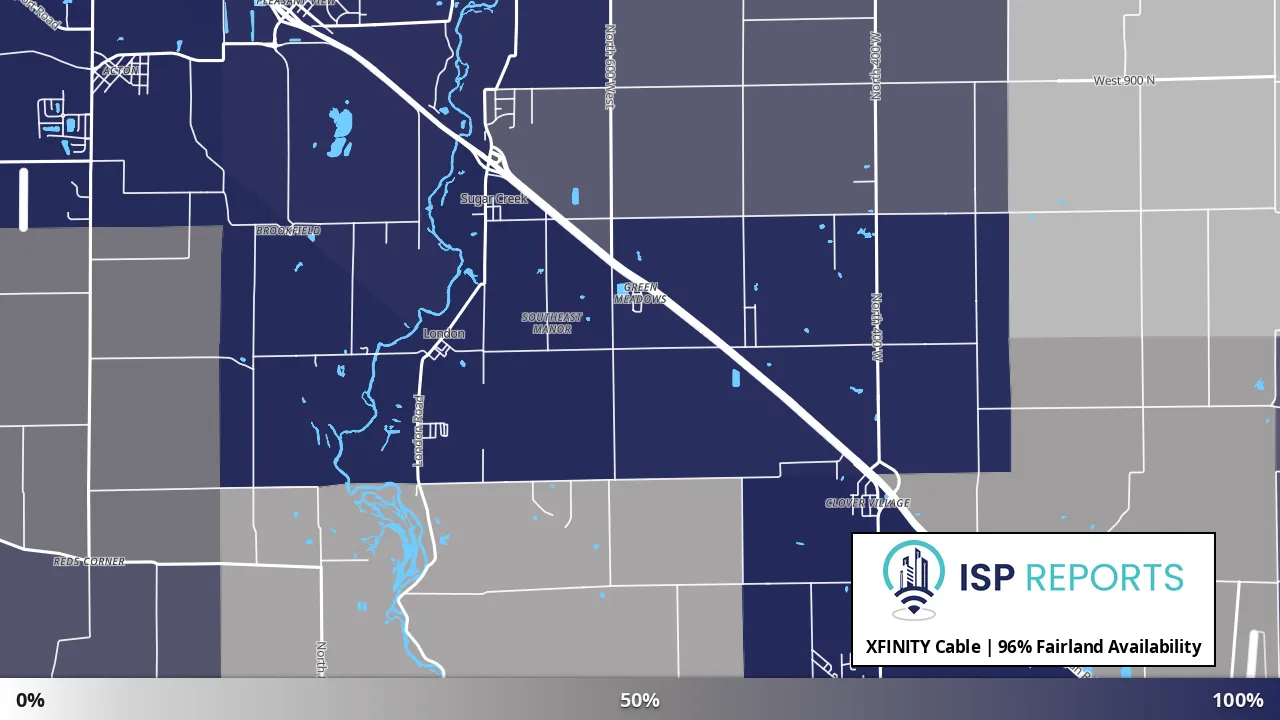 Fairland, IN map of internet availability