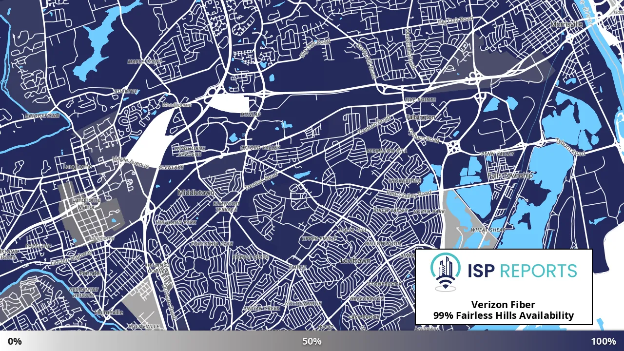 Fairless Hills, PA map of internet availability