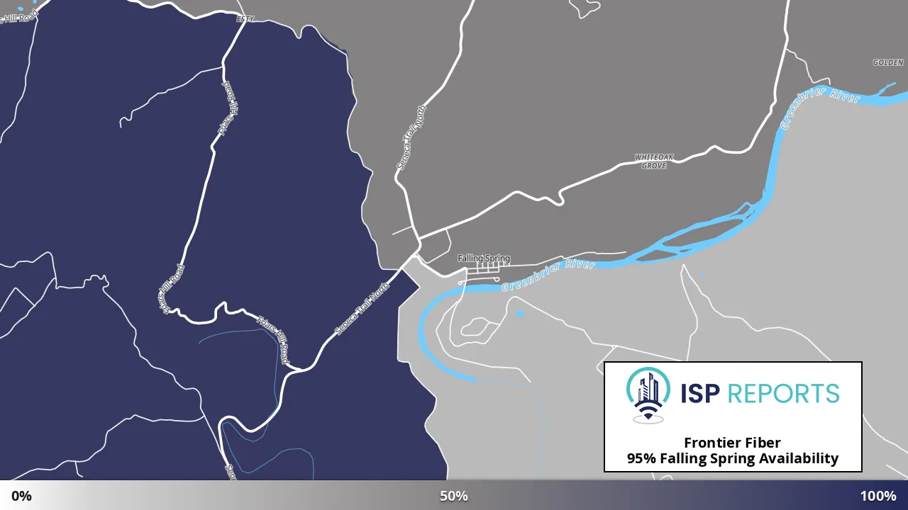Falling Spring, WV map of internet availability