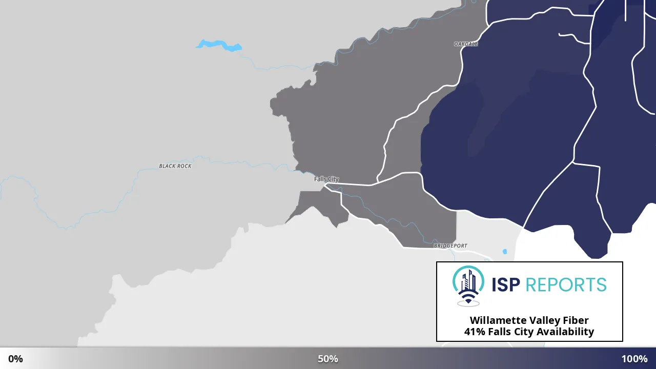 Falls City, OR map of internet availability