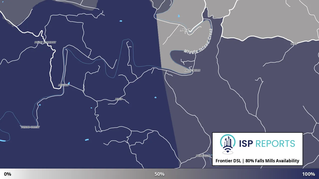 Falls Mills, WV map of internet availability