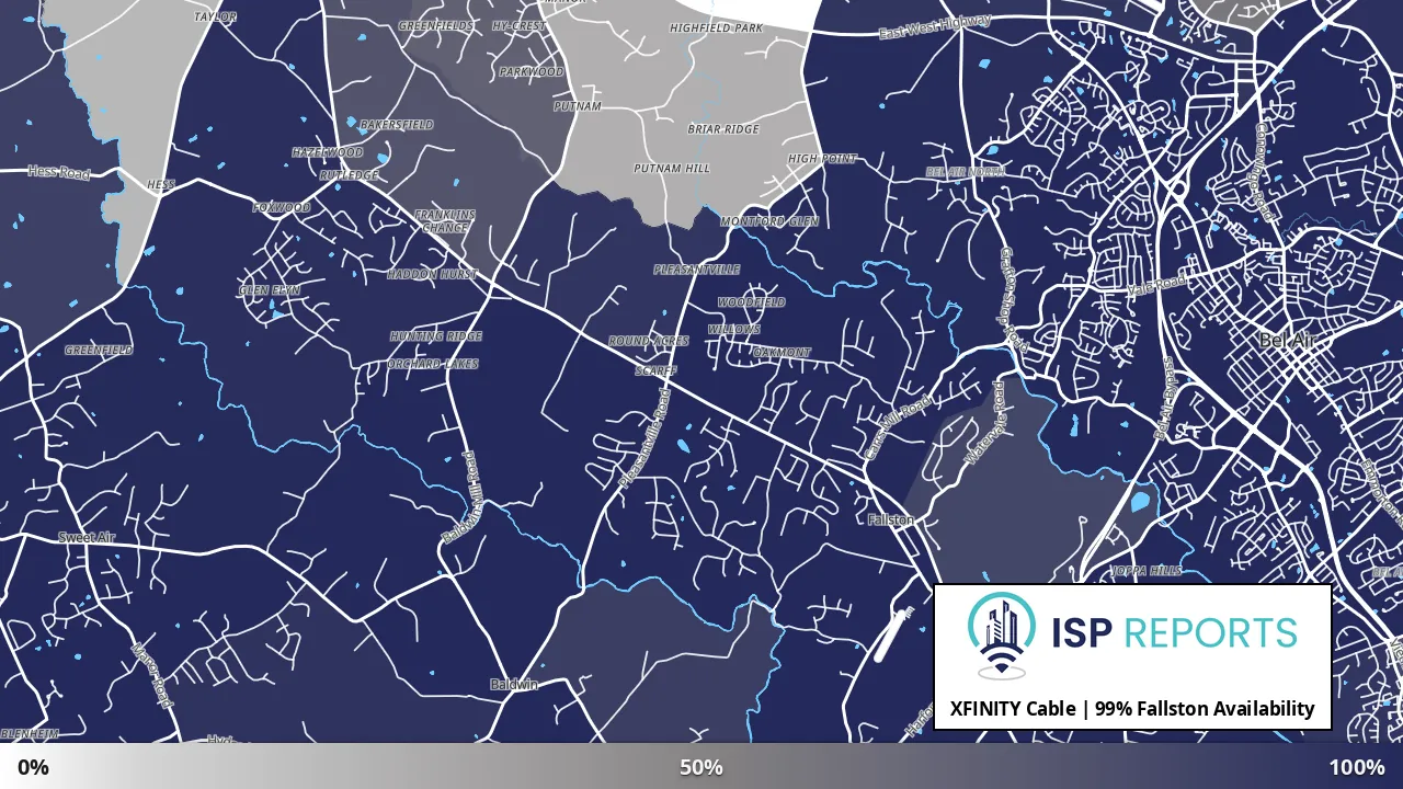 Fallston, MD map of internet availability
