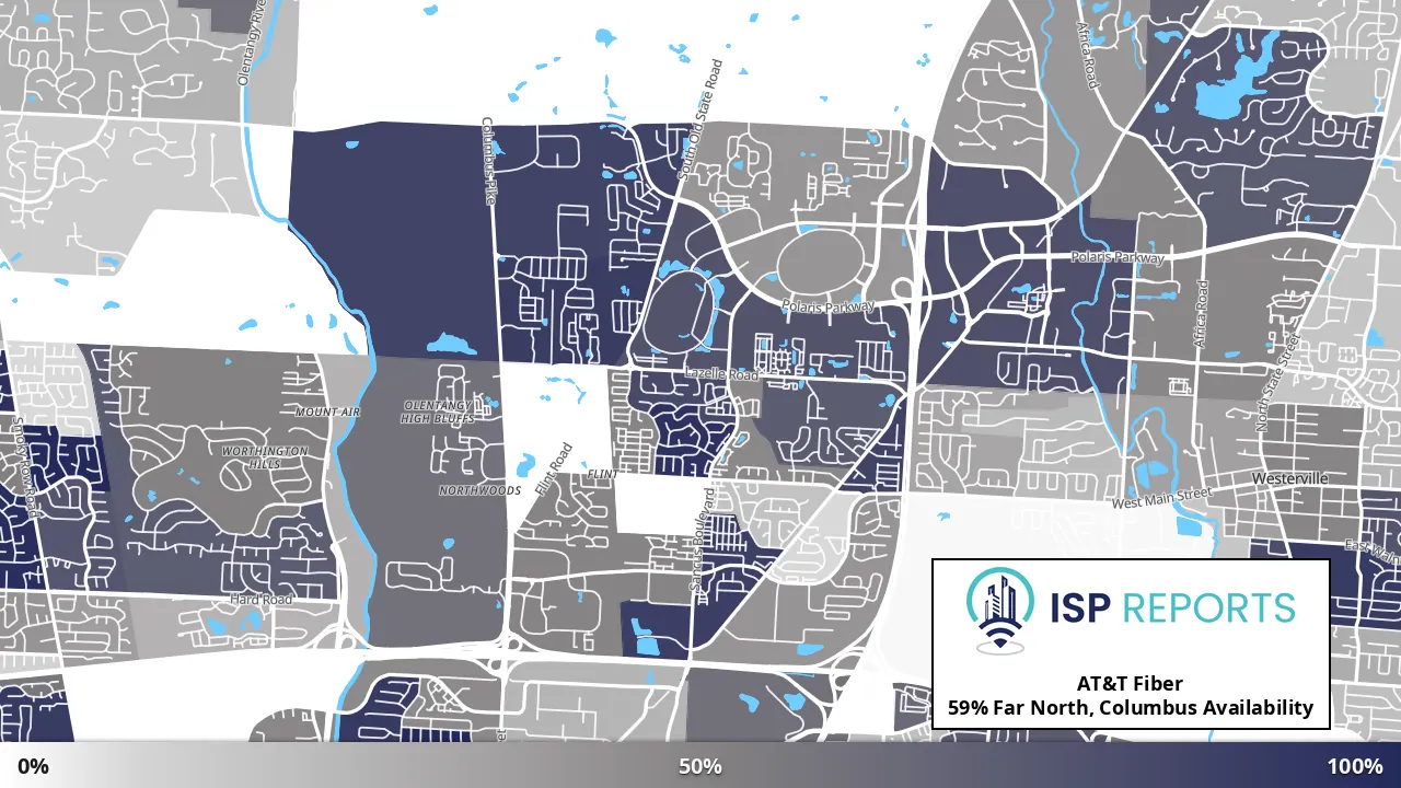 Far North, Columbus, OH map of internet availability