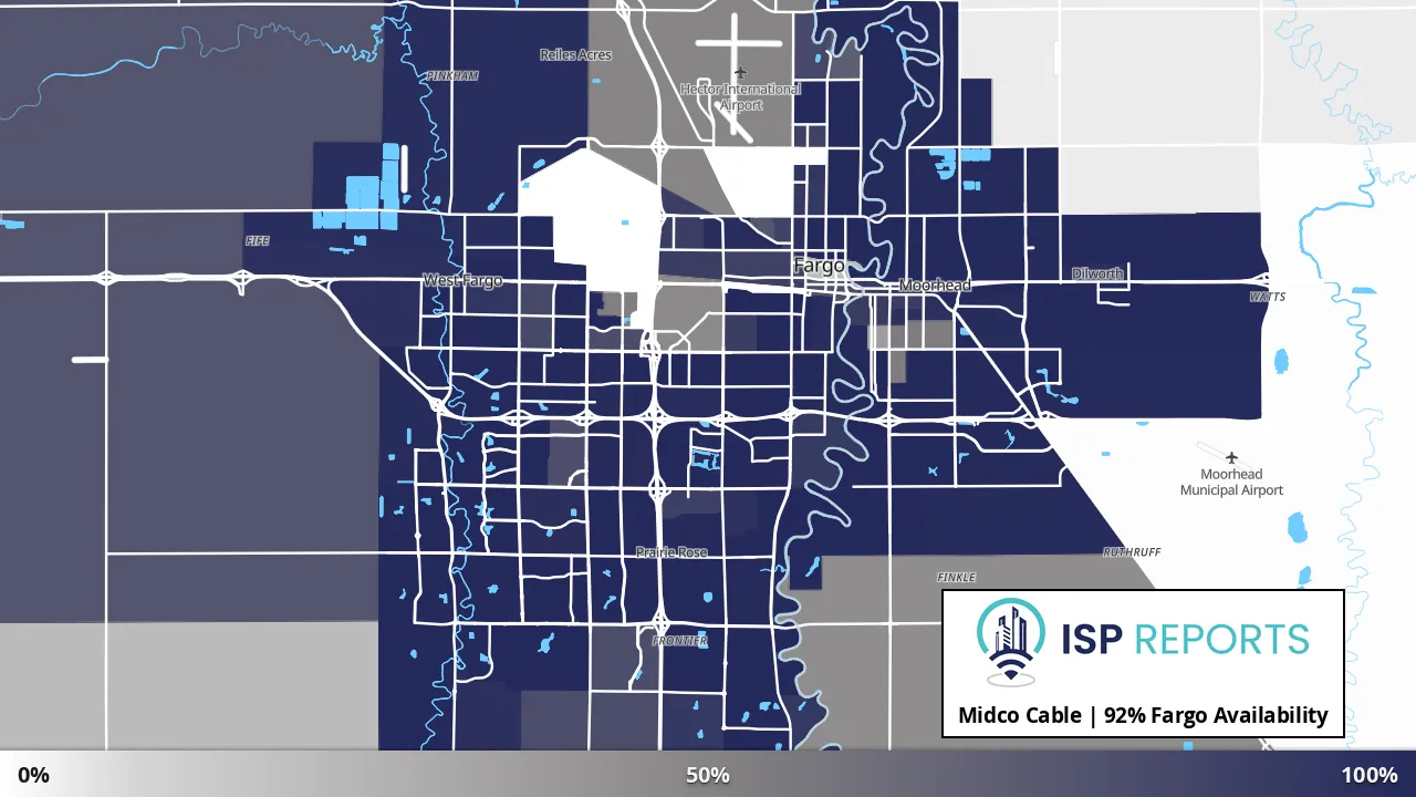 Fargo, ND map of internet availability