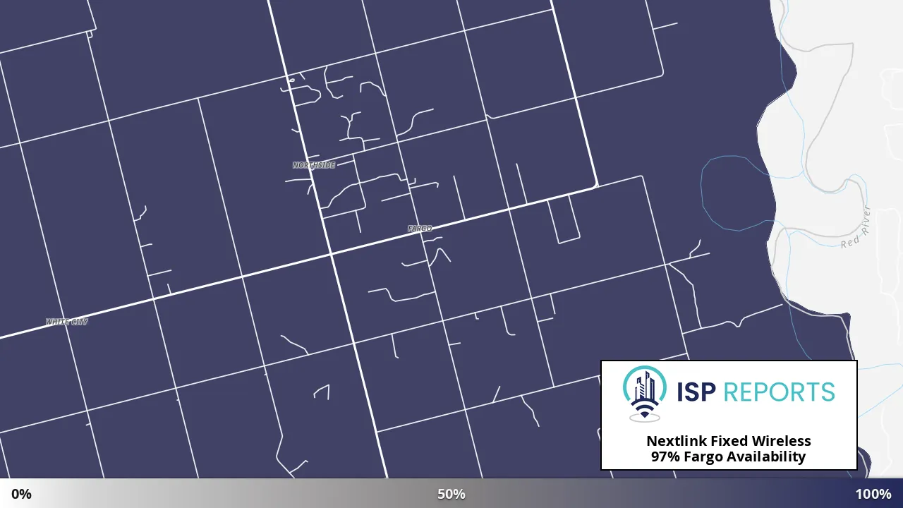 Fargo, TX map of internet availability