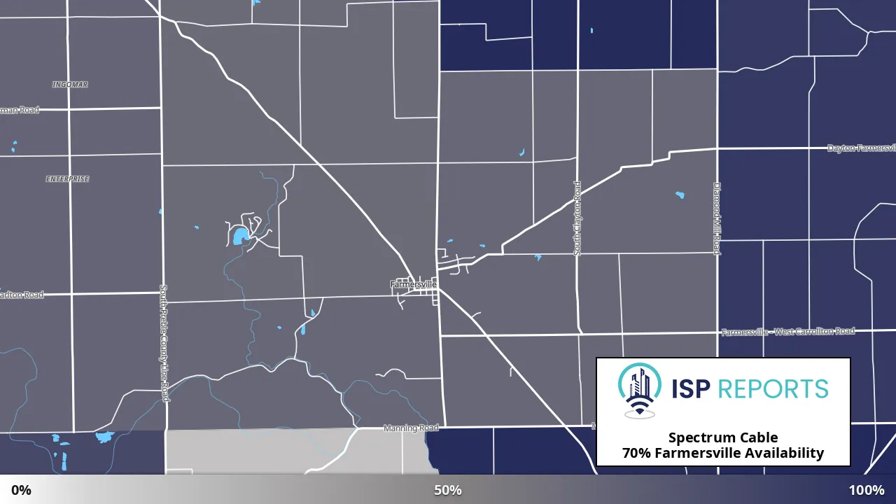 Farmersville, OH map of internet availability