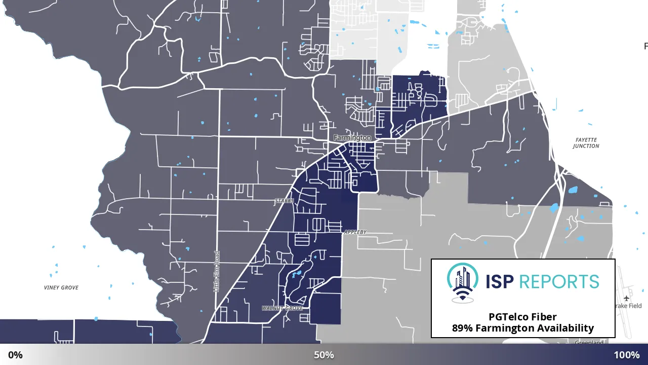 Farmington, AR map of internet availability
