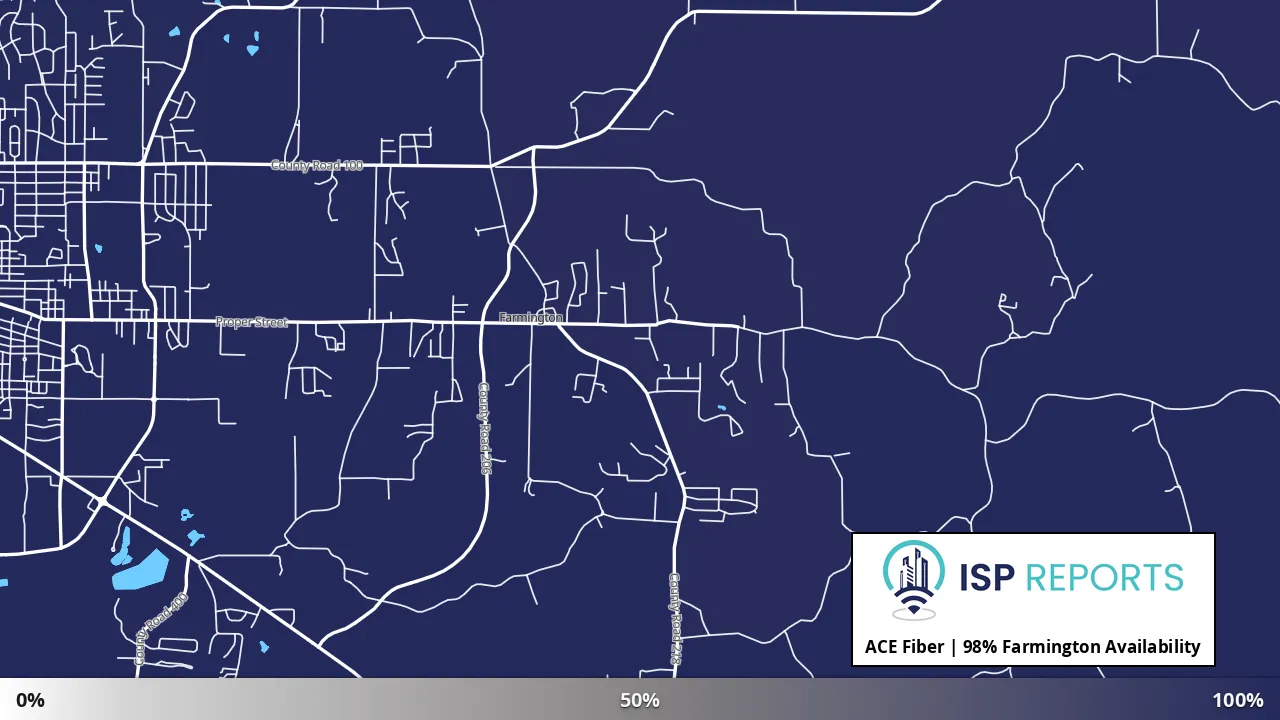 Farmington, MS map of internet availability