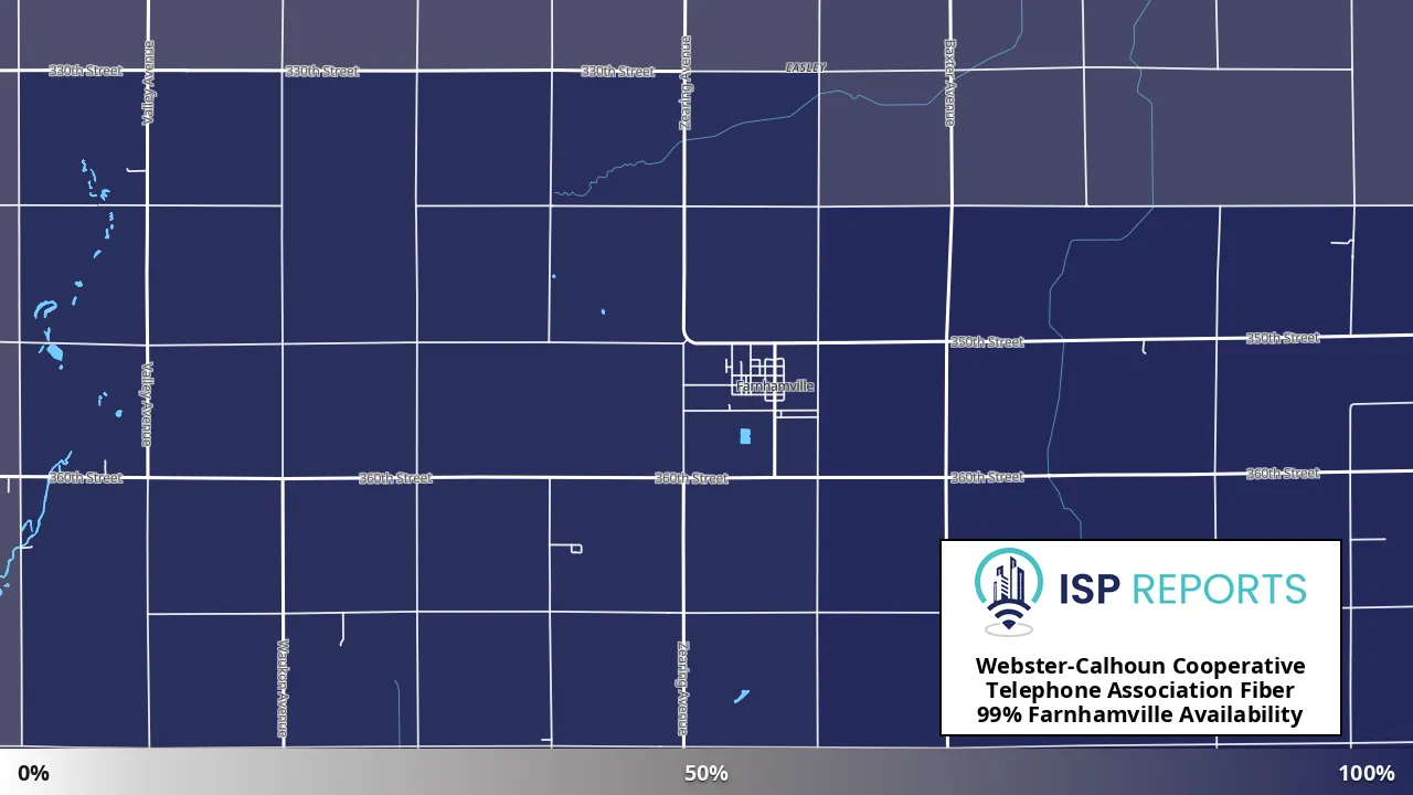 Farnhamville, IA map of internet availability