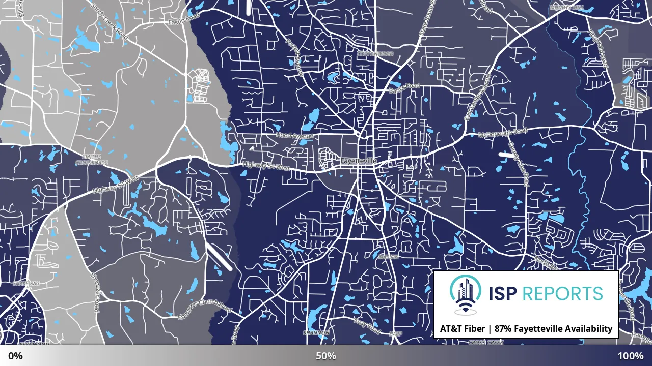 Fayetteville, GA map of internet availability