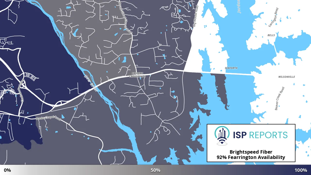 Fearrington, NC map of internet availability