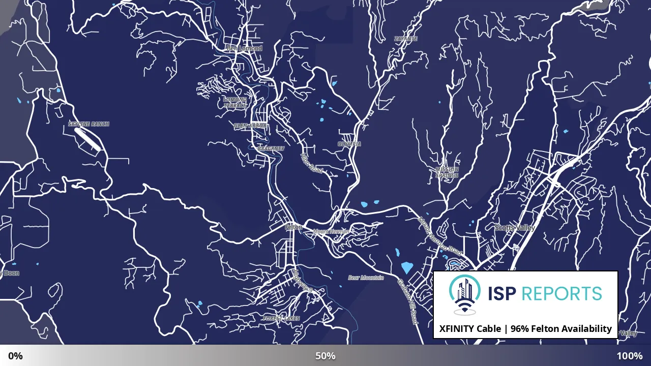 Felton, CA map of internet availability