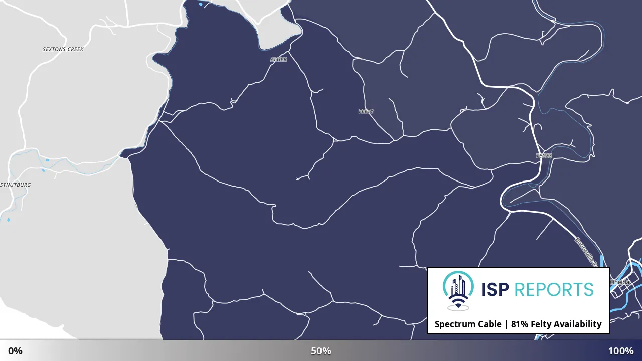 Felty, KY map of internet availability