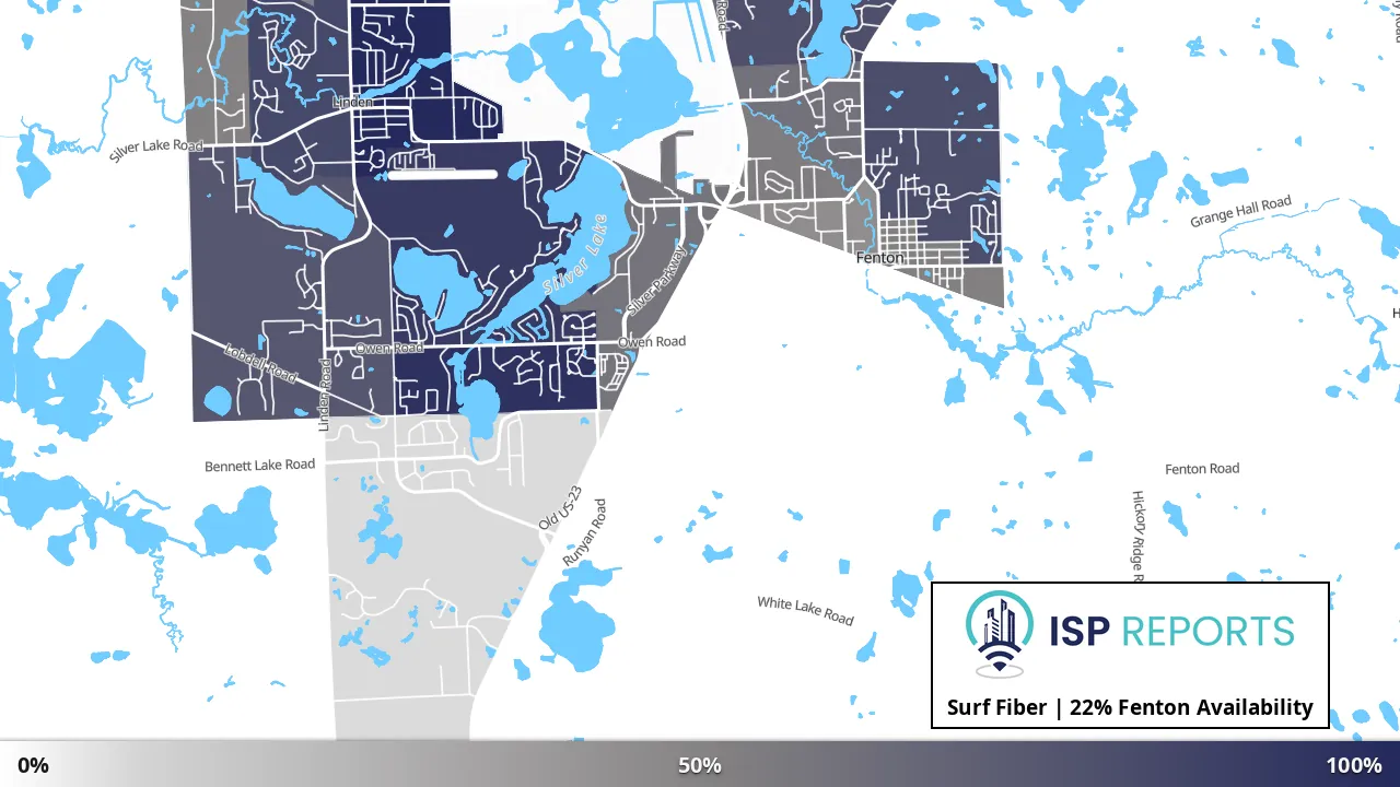 Fenton, MI map of internet availability