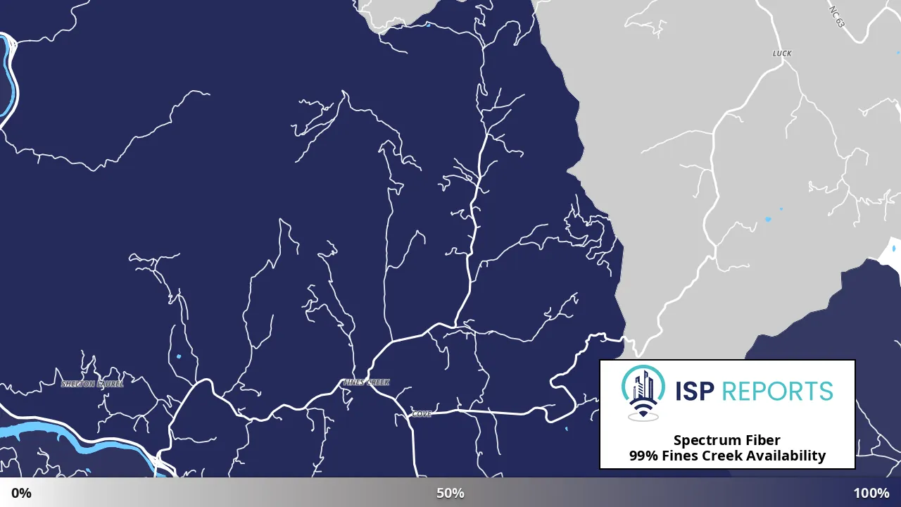 Fines Creek, NC map of internet availability