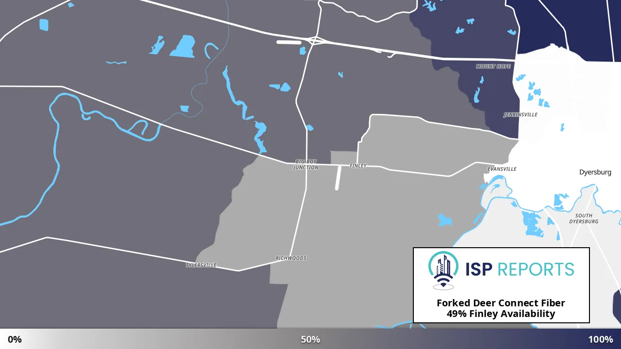 Finley, TN map of internet availability