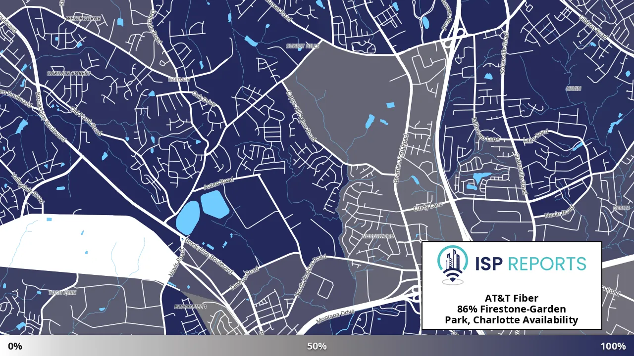 Firestone-Garden Park, Charlotte, NC map of internet availability