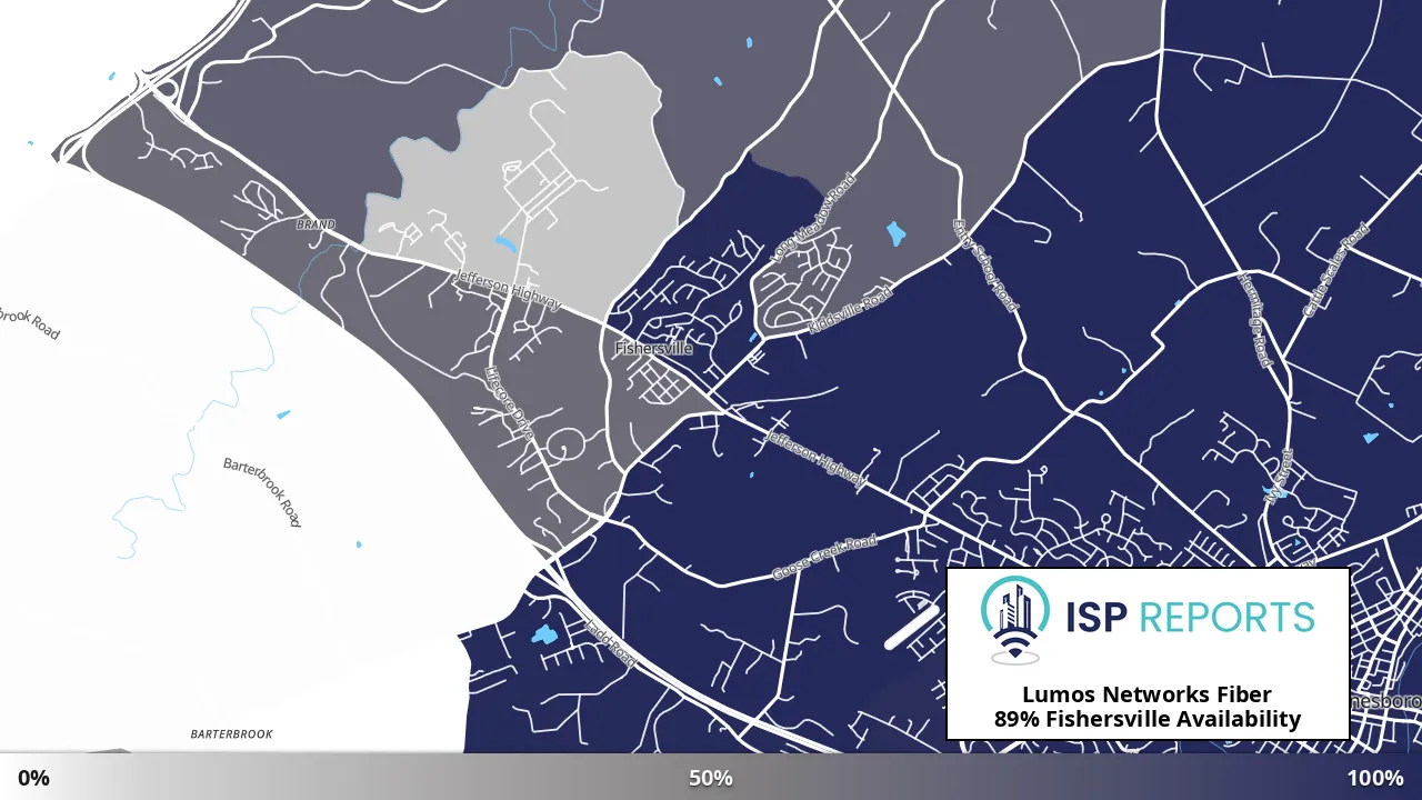 Fishersville, VA map of internet availability