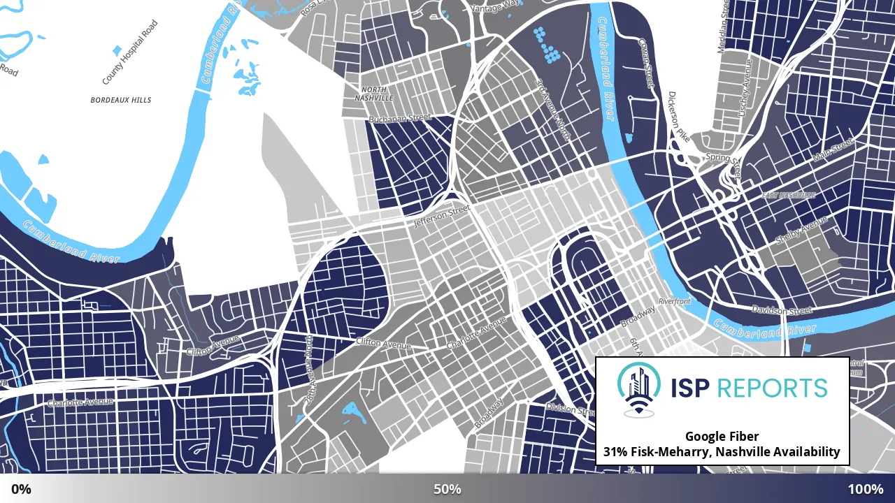 Fisk-Meharry, Nashville, TN map of internet availability