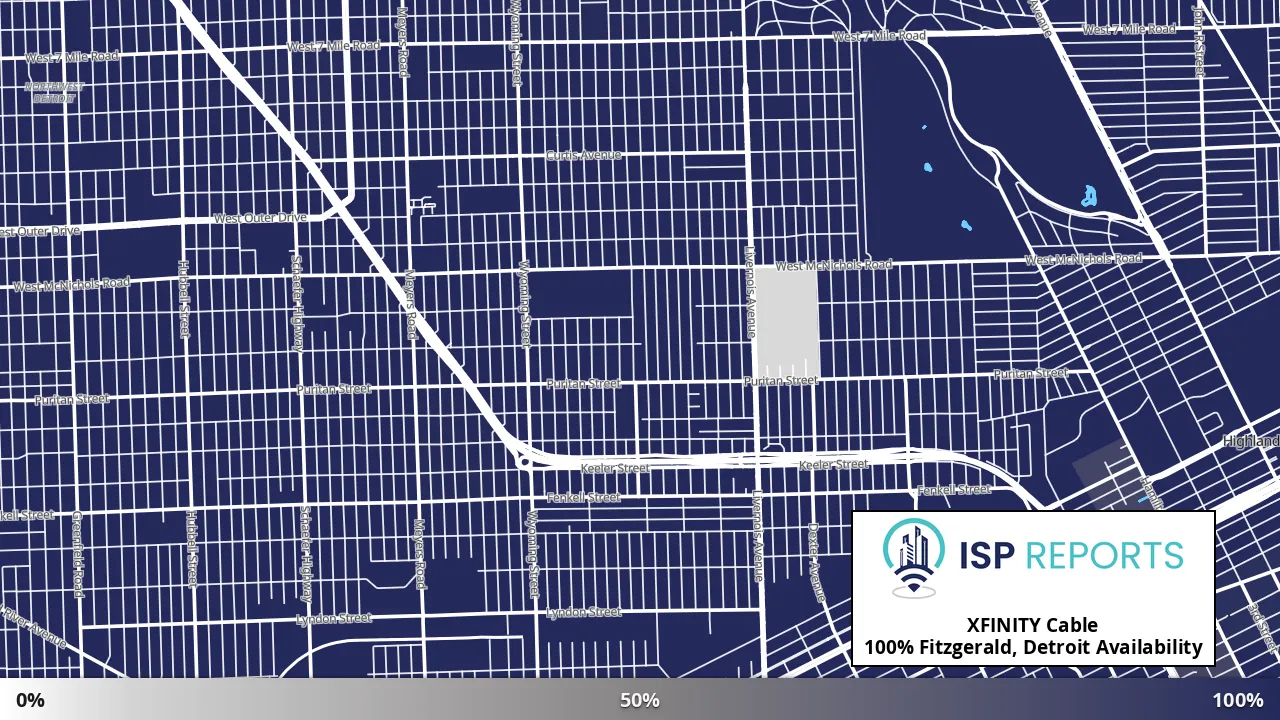Fitzgerald, Detroit, MI map of internet availability