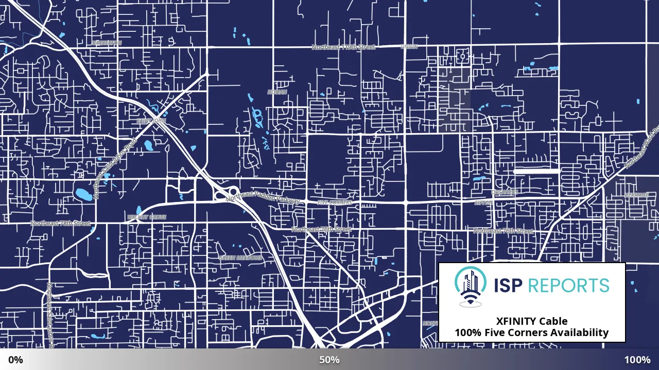 Five Corners, WA map of internet availability