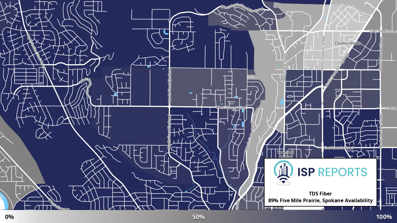 Five Mile Prairie, Spokane, WA map of internet availability