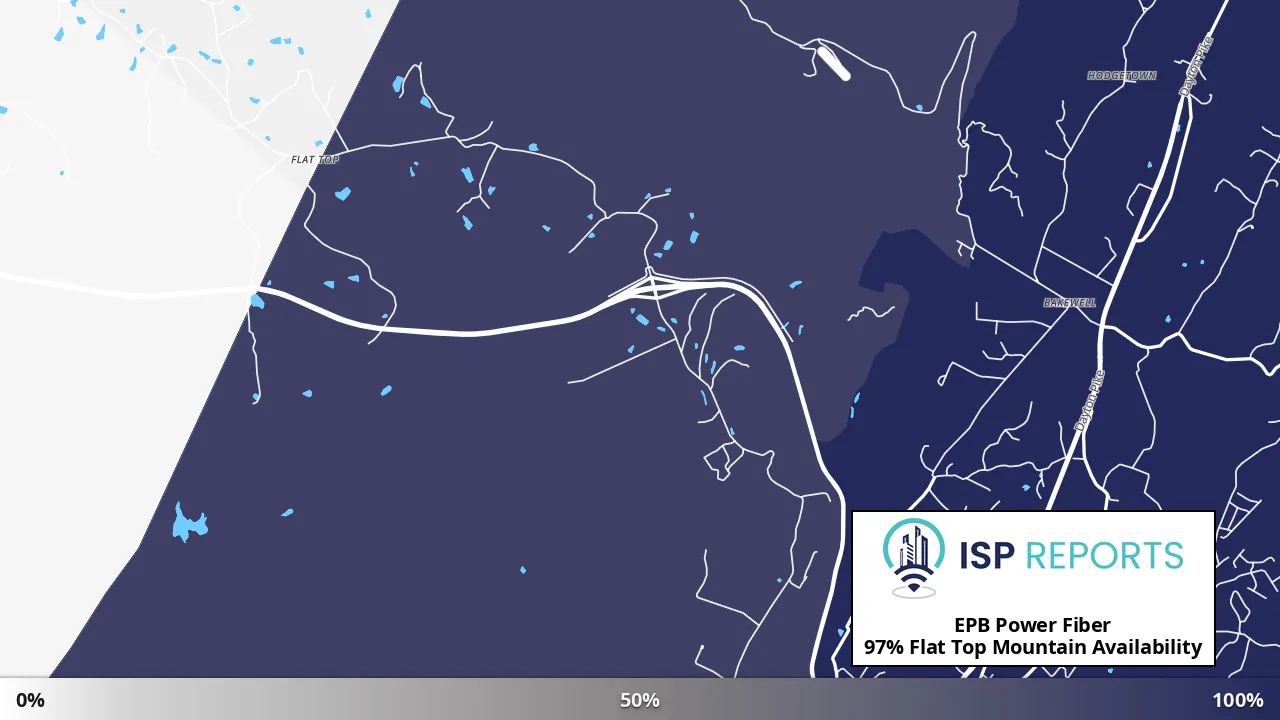 Flat Top Mountain, TN map of internet availability