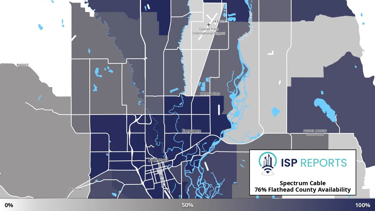 Flathead County, MT map of internet availability