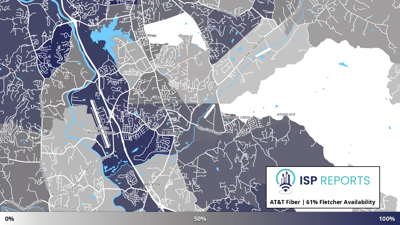 Fletcher, NC map of internet availability