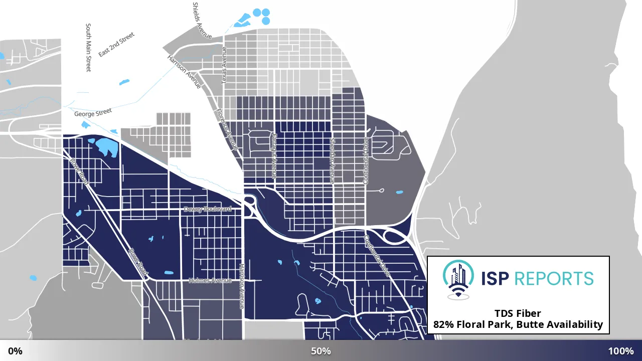 Floral Park, Butte, MT map of internet availability