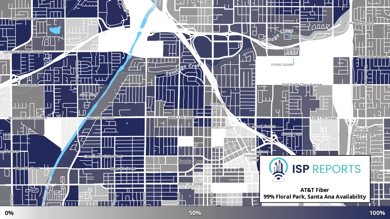 Floral Park, Santa Ana, CA map of internet availability