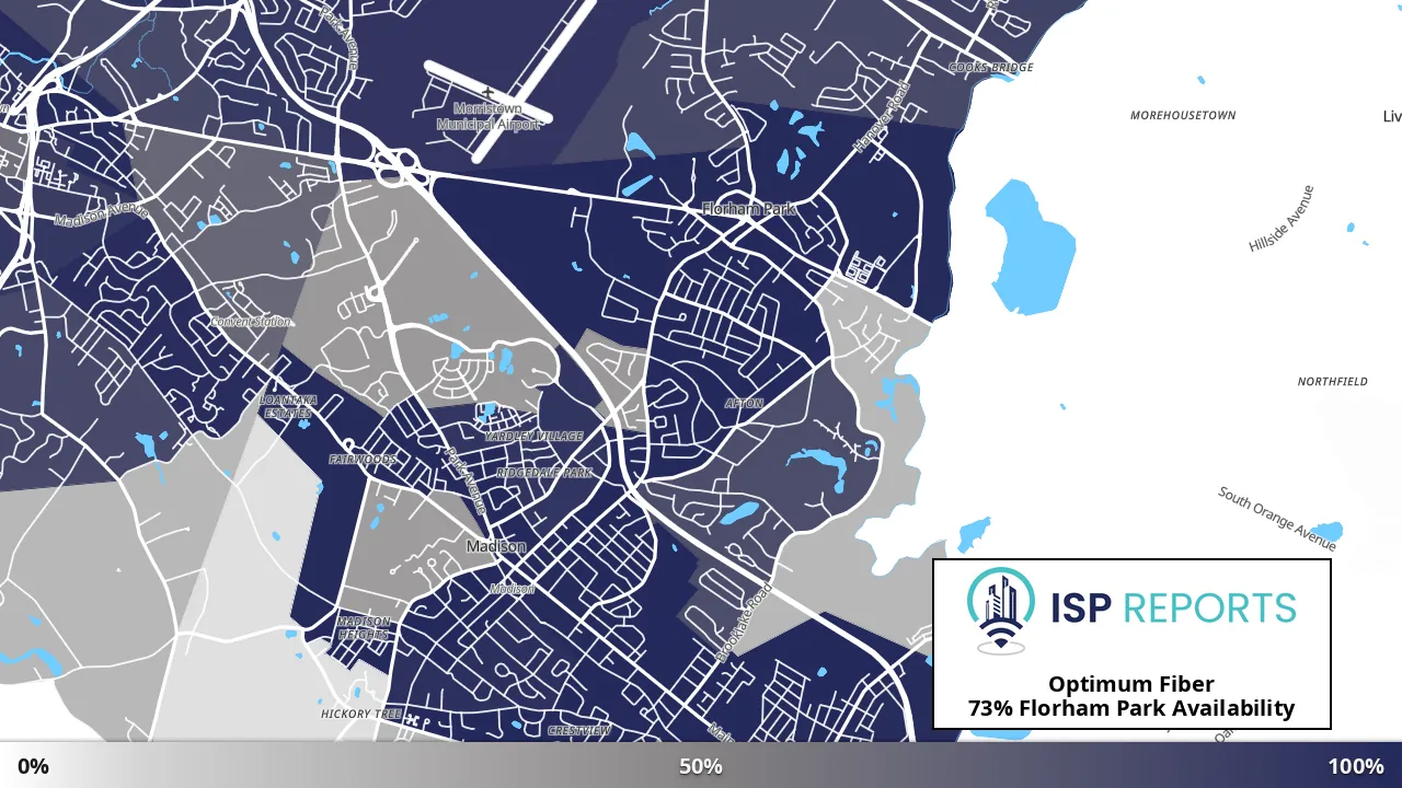 Florham Park, NJ map of internet availability