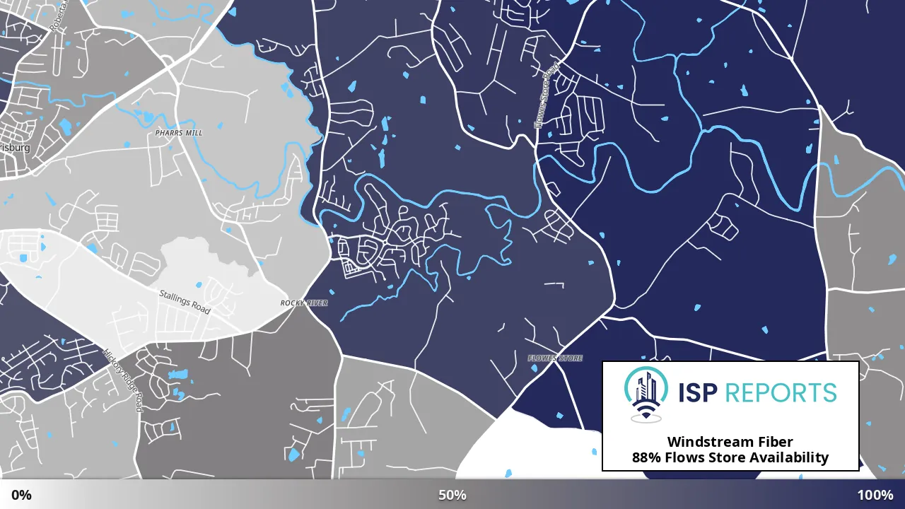 Flows Store, NC map of internet availability