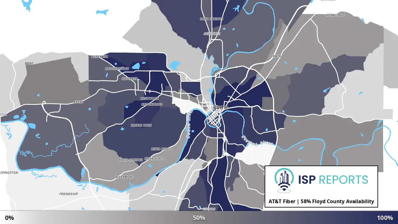 Floyd County, GA map of internet availability