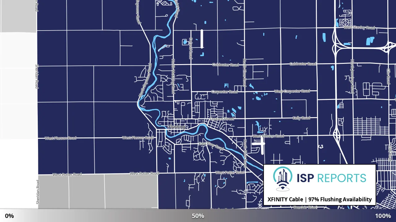 Flushing, MI map of internet availability