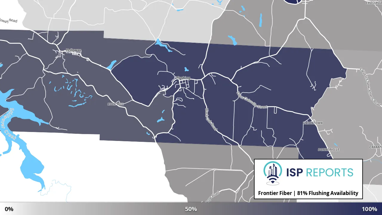 Flushing, OH map of internet availability