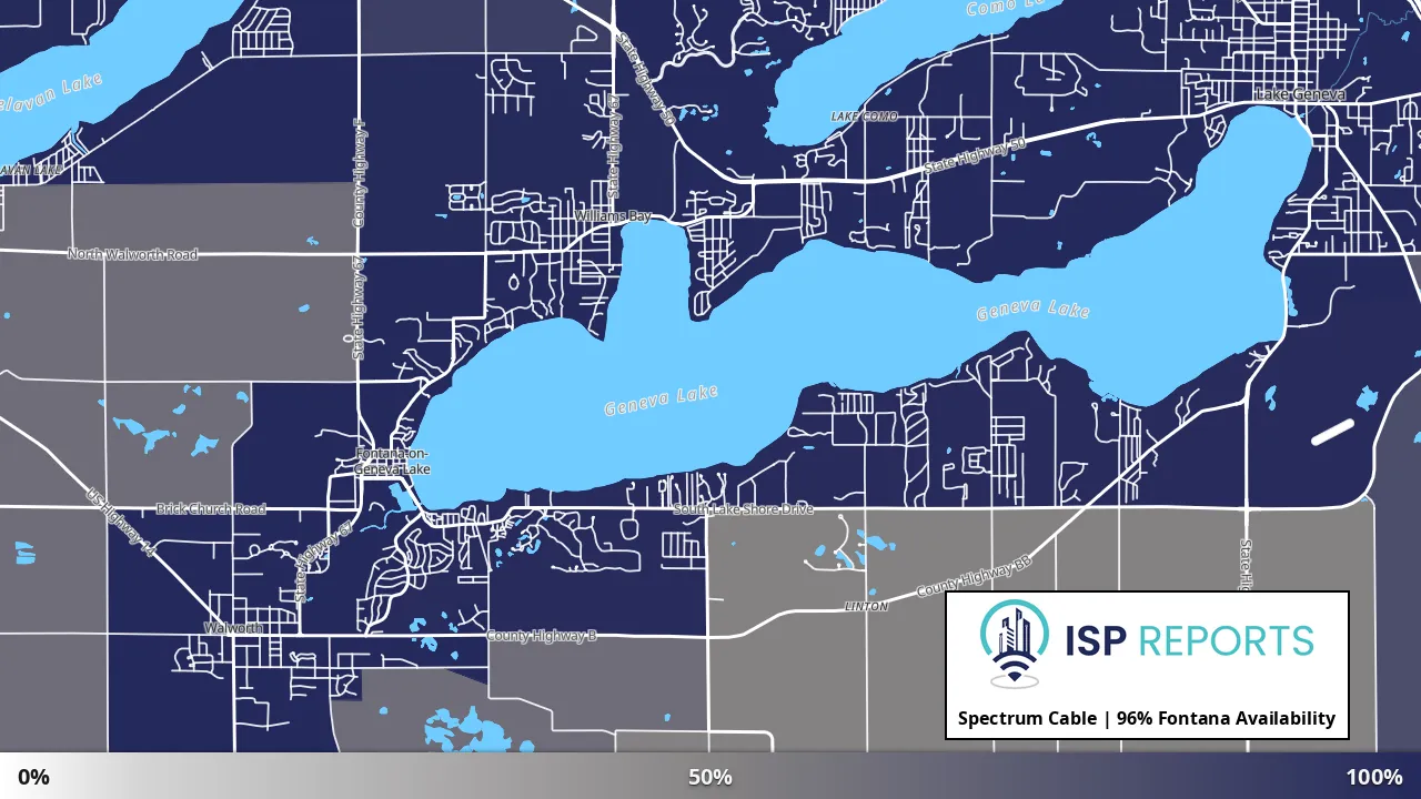 Fontana, WI map of internet availability
