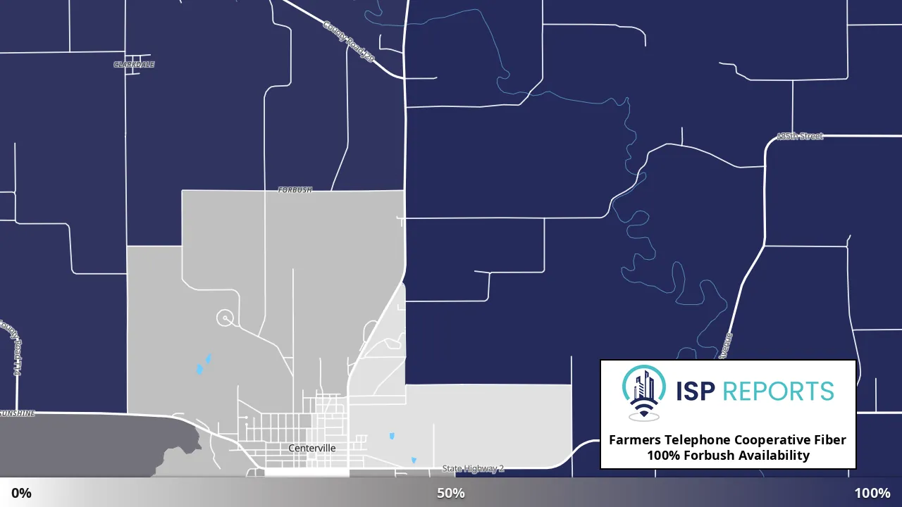 Forbush, IA map of internet availability