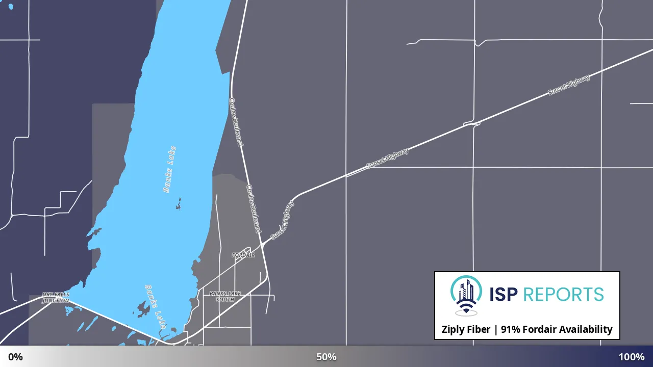 Fordair, WA map of internet availability