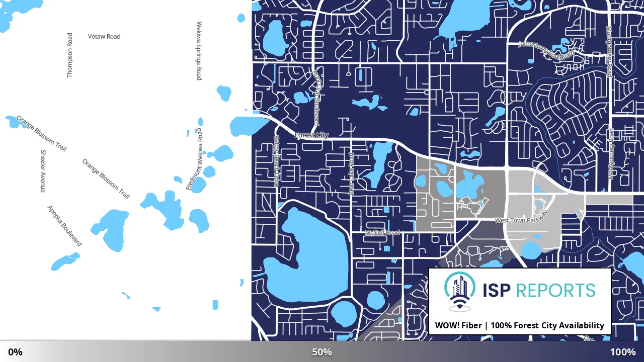 Forest City, FL map of internet availability