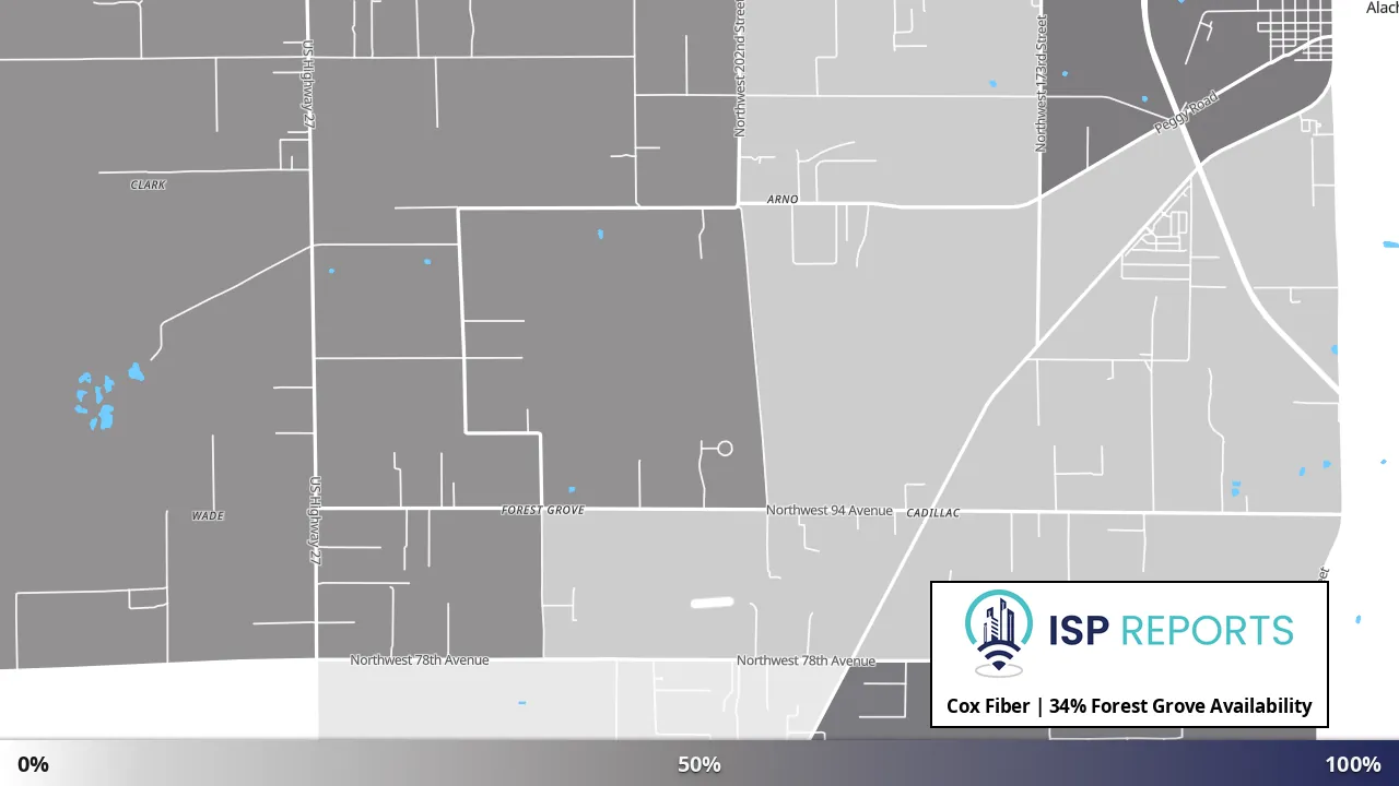 Forest Grove, FL map of internet availability
