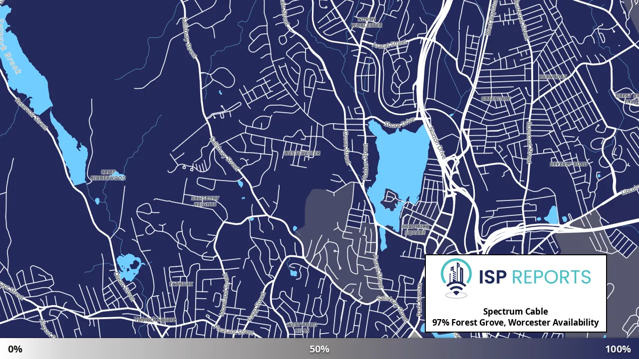 Forest Grove, Worcester, MA map of internet availability