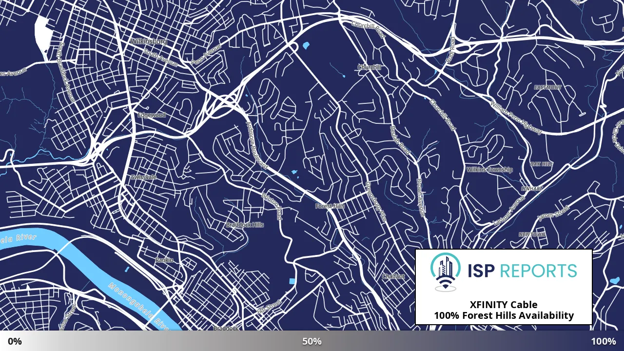 Forest Hills, PA map of internet availability