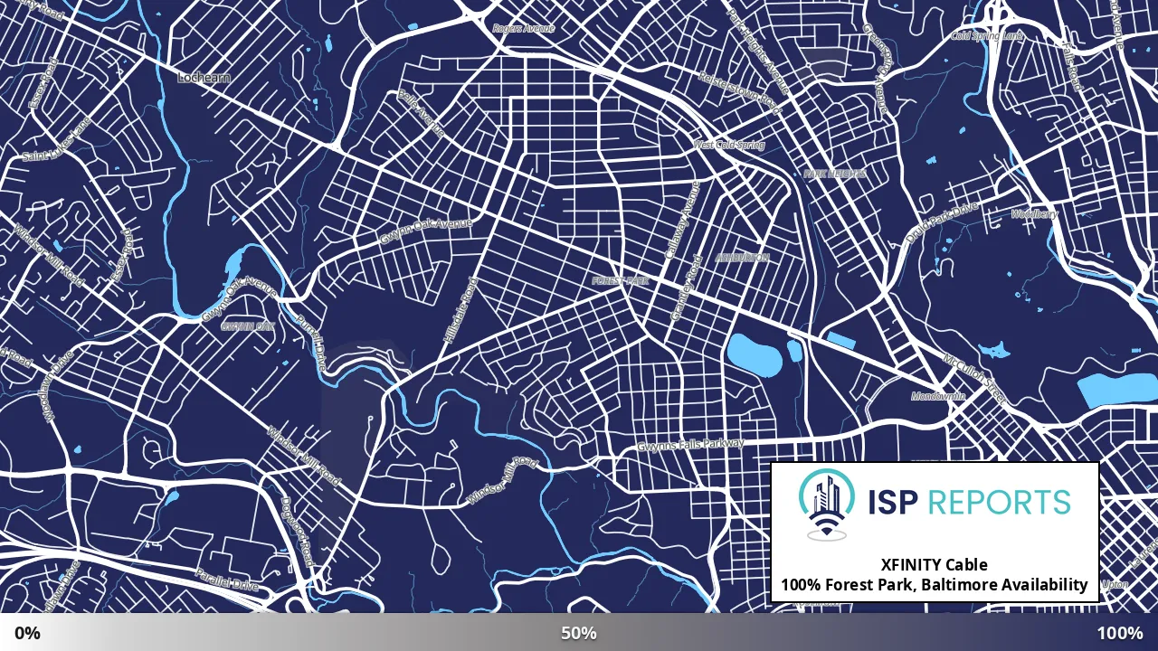 Forest Park, Baltimore, MD map of internet availability