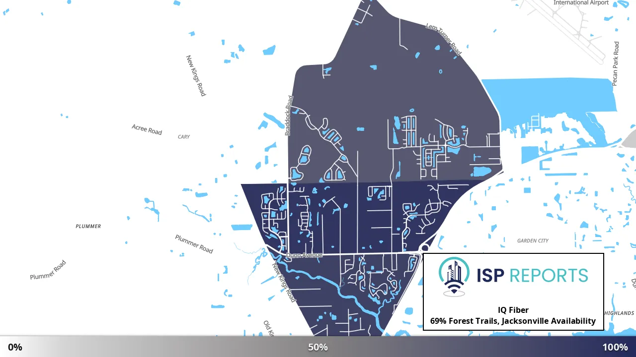 Forest Trails, Jacksonville, FL map of internet availability